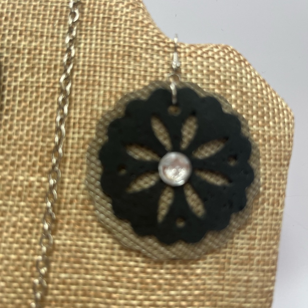 Earrings-Elegant Black and Silver Earrings-New
